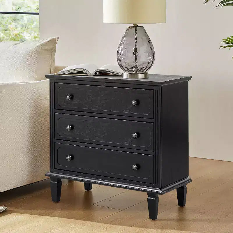 Teodosia 3-Drawer End Tbale|Hulala Home-BLACK