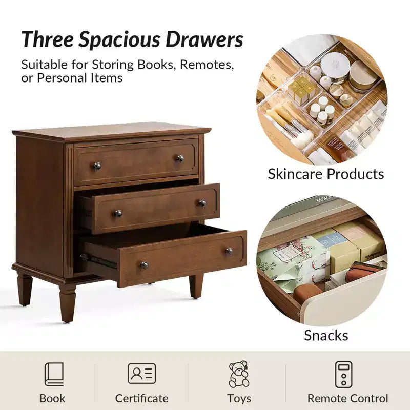 Teodosia 3-Drawer End Tbale|Hulala Home-BLACK