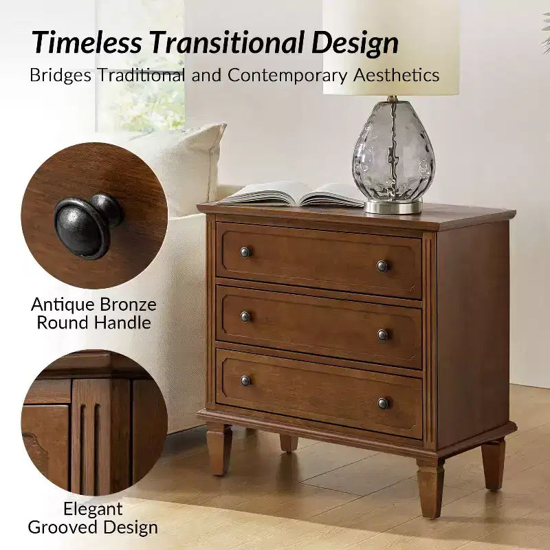 Teodosia 3-Drawer End Tbale|Hulala Home-BLACK