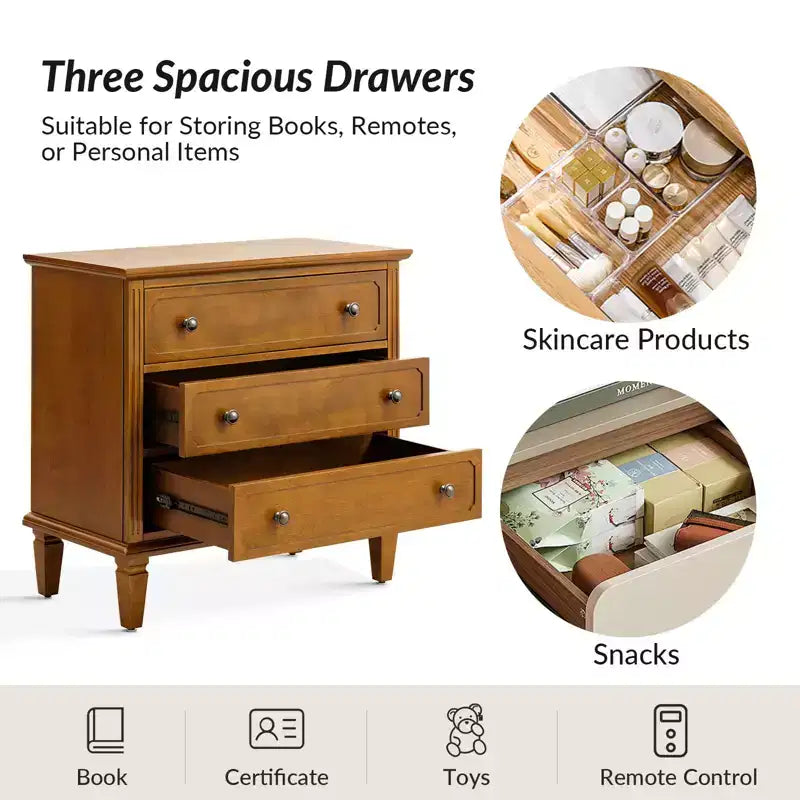 Teodosia 3-Drawer End Tbale|Hulala Home-BLACK