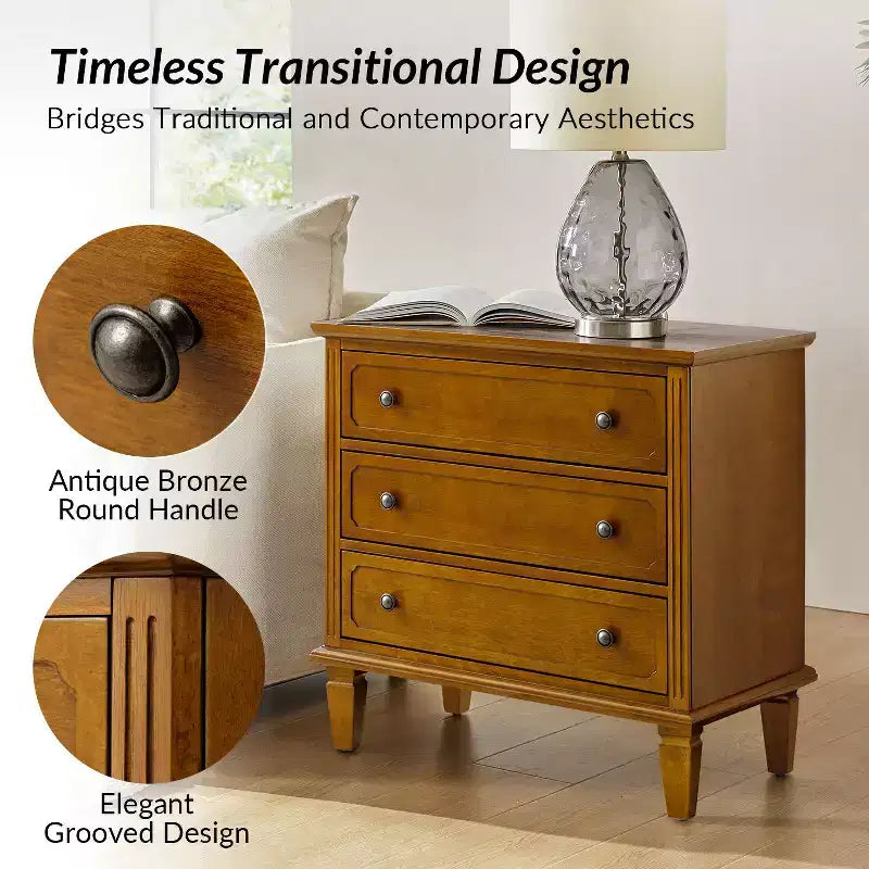 Teodosia 3-Drawer End Tbale|Hulala Home-BLACK