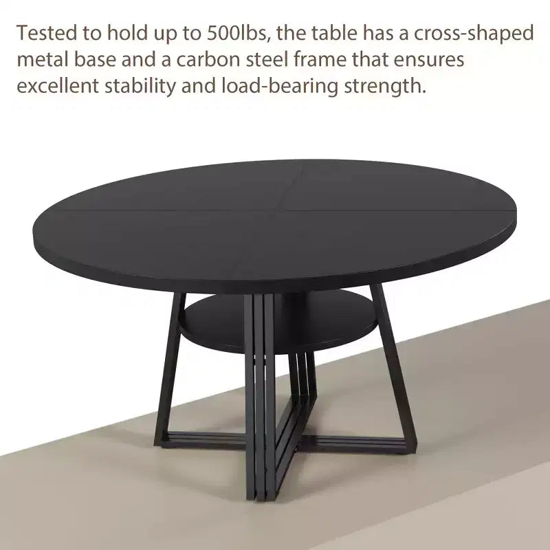 Round Dining Table for 4-6, 47.2 in Farmhouse Kitchen Table with Storage, Circle Dinner Tables for Kitchen, Dining Room, Living Room, Meeting Room