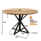 Round Dining Table for 4-6, 47.2 in Farmhouse Kitchen Table with Storage, Circle Dinner Tables for Kitchen, Dining Room, Living Room, Meeting Room