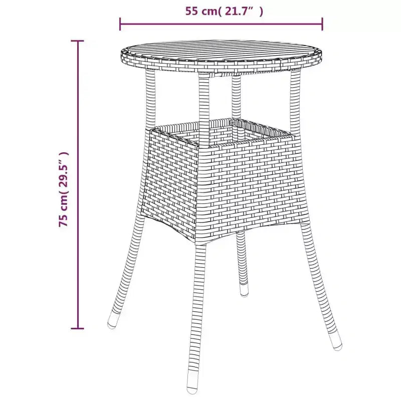 vidaXL Garden Bistro Set Poly Rattan Medium Modern Bistro Set