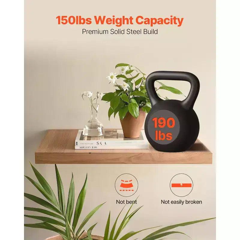VEVOR Floating Shelf Bracket 1 Pack, 190 lbs/86 kg Weight Capacity, 34x6.2x1.5 inch / 863.6x157.4x38.1 mm, Heavy Duty Hidden, Wall Mounting, Black