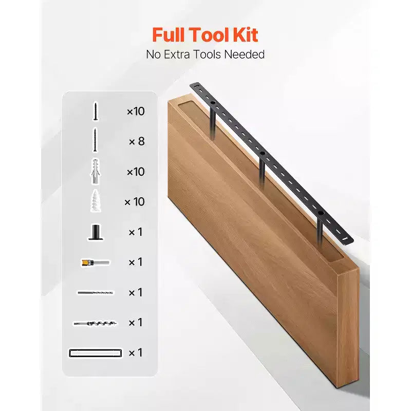 VEVOR Floating Shelf Bracket 1 Pack, 190 lbs/86 kg Weight Capacity, 34x6.2x1.5 inch / 863.6x157.4x38.1 mm, Heavy Duty Hidden, Wall Mounting, Black