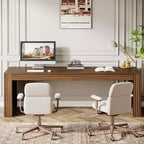Lantine 79-Inch Extra Long Desk, Two Person Double Desk for Home Office, Wooden Long Computer Desk Writing Table for Office, Dark Brown