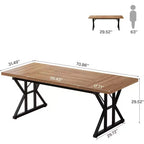 Lantine 70.86-Inch Large Executive Desk, Industrial Home Office Computer and Writing Study Table, Light Brown/Black