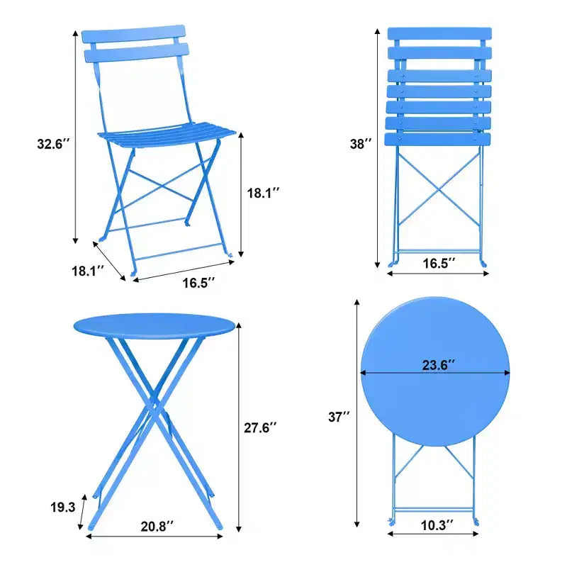 Bistro Table and Chairs Set of 2,3 Piece Outdoor/Indoor Folding Patio Bistro Sets,2 Chair Patio Furniture Set with Table,Premium Frame Foldable Tables