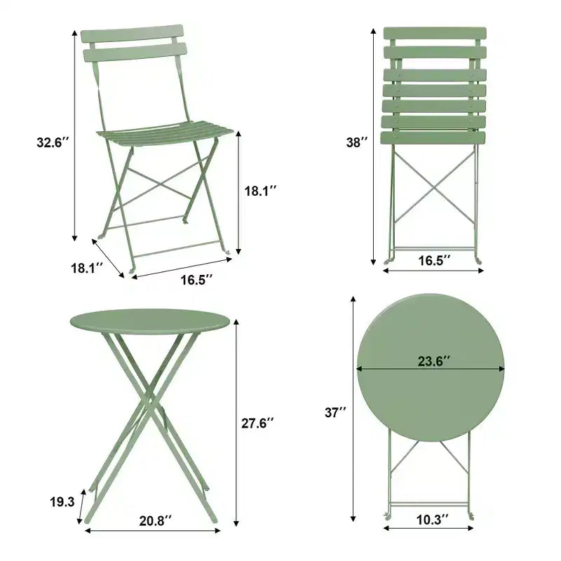 Bistro Table and Chairs Set of 2,3 Piece Outdoor/Indoor Folding Patio Bistro Sets,2 Chair Patio Furniture Set with Table,Premium Frame Foldable Tables