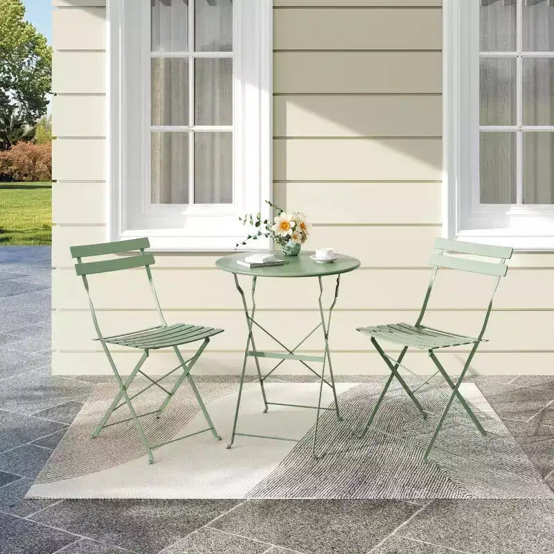 Bistro Table and Chairs Set of 2,3 Piece Outdoor/Indoor Folding Patio Bistro Sets,2 Chair Patio Furniture Set with Table,Premium Frame Foldable Tables