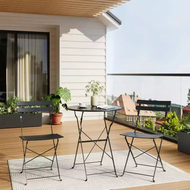 Bistro Table and Chairs Set of 2,3 Piece Outdoor/Indoor Folding Patio Bistro Sets,2 Chair Patio Furniture Set with Table,Premium Frame Foldable Tables