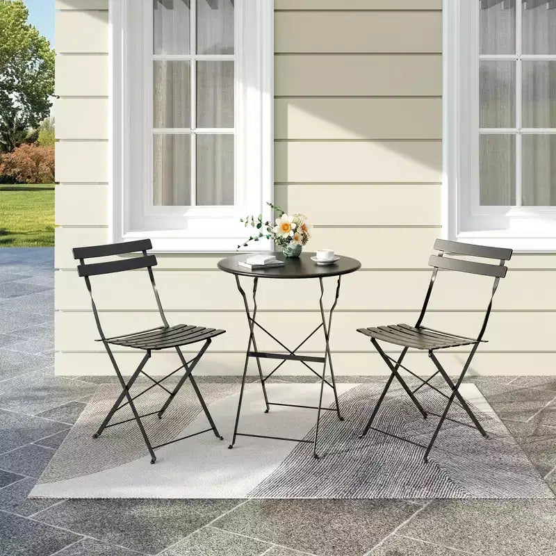 Bistro Table and Chairs Set of 2,3 Piece Outdoor/Indoor Folding Patio Bistro Sets,2 Chair Patio Furniture Set with Table,Premium Frame Foldable Tables