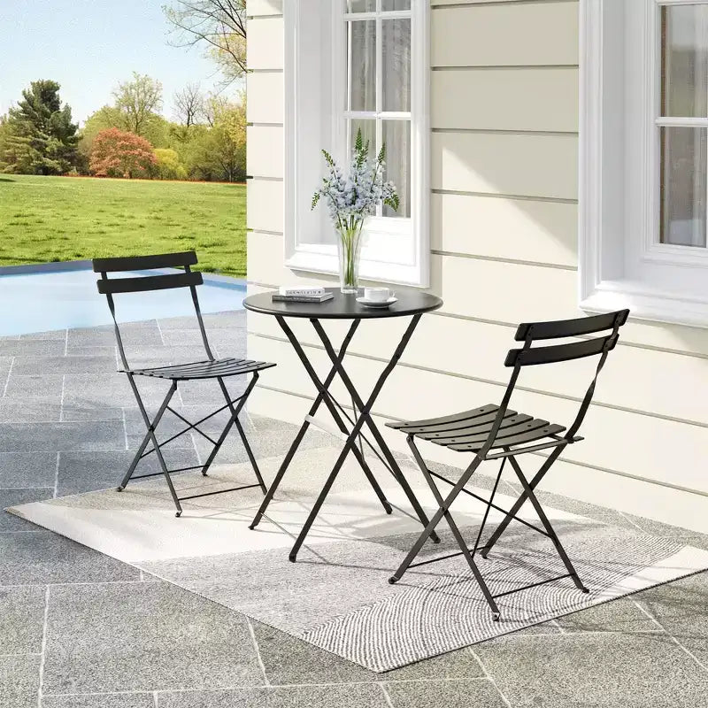 Bistro Table and Chairs Set of 2,3 Piece Outdoor/Indoor Folding Patio Bistro Sets,2 Chair Patio Furniture Set with Table,Premium Frame Foldable Tables