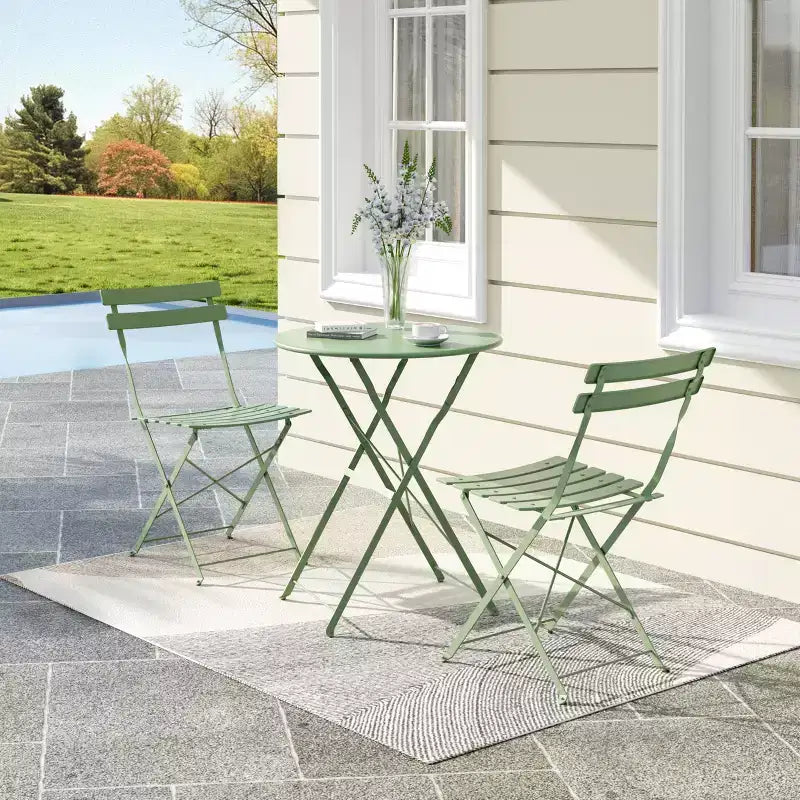 Bistro Table and Chairs Set of 2,3 Piece Outdoor/Indoor Folding Patio Bistro Sets,2 Chair Patio Furniture Set with Table,Premium Frame Foldable Tables