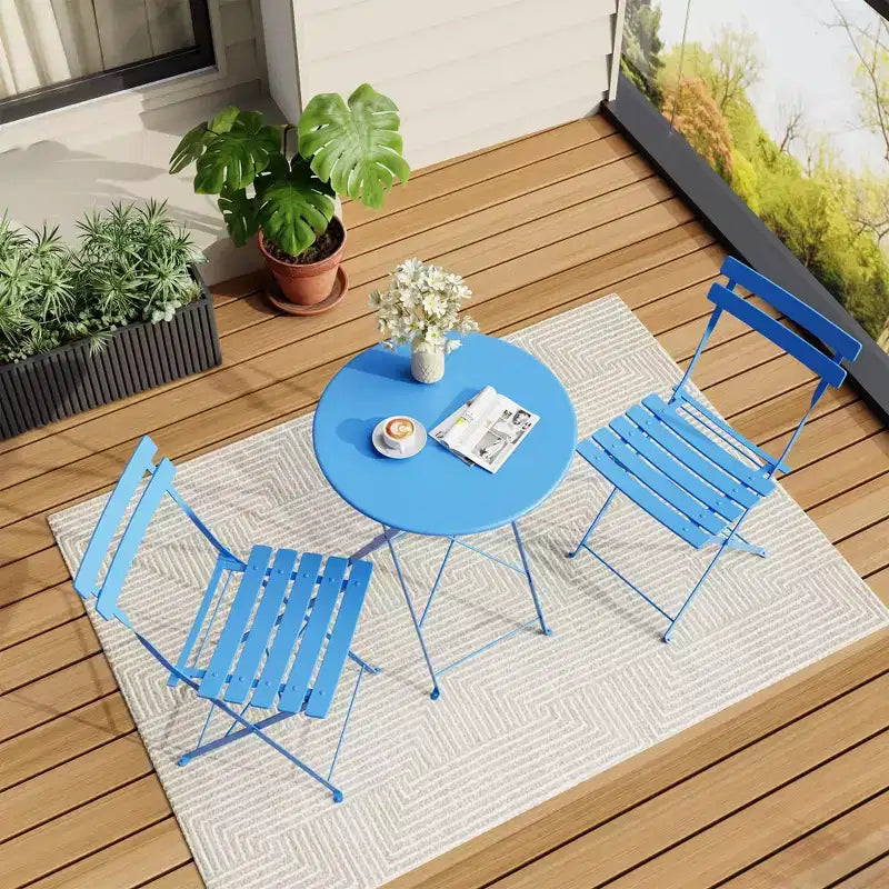 Bistro Table and Chairs Set of 2,3 Piece Outdoor/Indoor Folding Patio Bistro Sets,2 Chair Patio Furniture Set with Table,Premium Frame Foldable Tables