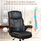 KERDOM Executive Leather Office Chair, Ergonomic Office Chair High Back Lumbar Support with Padded Armrests