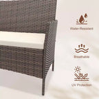 4 Piece Patio Furniture Set, Rattan Wicker Patio Conversation Set with Coffee Table, Outdoor Table and Chairs Set for Backyard Poolside,Black & Beige