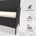 4 Piece Patio Furniture Set, Rattan Wicker Patio Conversation Set with Coffee Table, Outdoor Table and Chairs Set for Backyard Poolside,Black & Beige