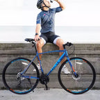 NAYSAYE 27.5 Bicycle 3x8/24 Speeds Hybrid Bike Disc Brakes Aluminum Frame Junior Senior for Men and Women City Cycling, 67.32*14.56*39.37