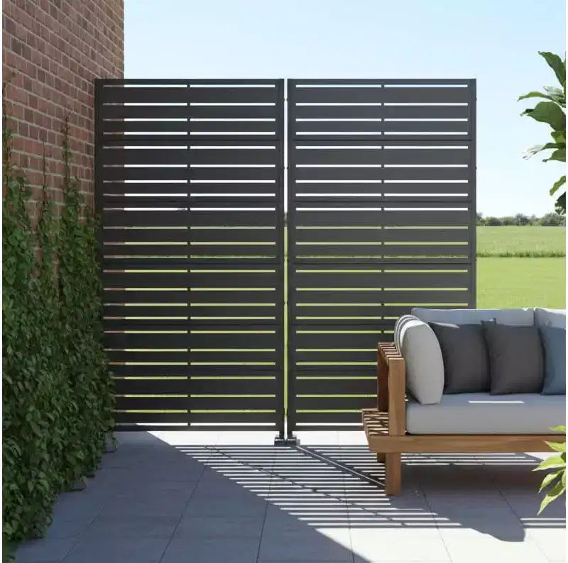MAYEERTY Benjamin Wide-Narrow A Louvered Black Galvanized Steel Room Divider, 72x35x16, 6-Piece Double-Sided Home Screen