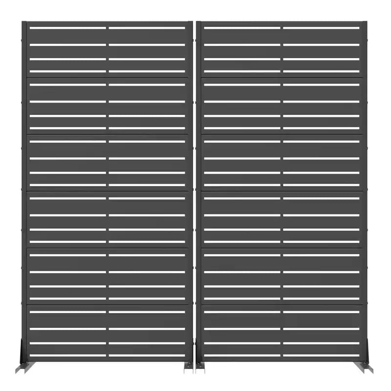 MAYEERTY Benjamin Wide-Narrow A Louvered Black Galvanized Steel Room Divider, 72x35x16, 6-Piece Double-Sided Home Screen
