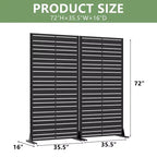MAYEERTY Benjamin Wide-Narrow A Louvered Black Galvanized Steel Room Divider, 72x35x16, 6-Piece Double-Sided Home Screen