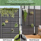 MAYEERTY Benjamin Wide-Narrow A Louvered Black Galvanized Steel Room Divider, 72x35x16, 6-Piece Double-Sided Home Screen