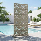 MAYEERTY Star 01 Olive Gray Galvanized Steel Room Divider, 72x35x16, 6-Piece Home Patio Privacy Screen