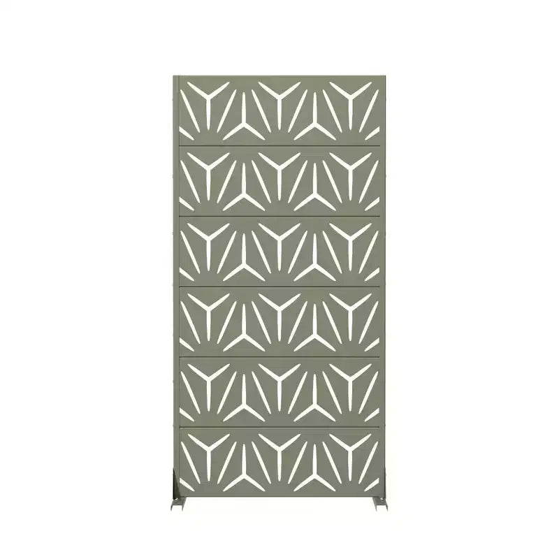 MAYEERTY Star 01 Olive Gray Galvanized Steel Room Divider, 72x35x16, 6-Piece Home Patio Privacy Screen