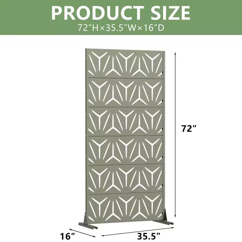 MAYEERTY Star 01 Olive Gray Galvanized Steel Room Divider, 72x35x16, 6-Piece Home Patio Privacy Screen