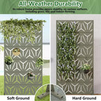 MAYEERTY Star 01 Olive Gray Galvanized Steel Room Divider, 72x35x16, 6-Piece Home Patio Privacy Screen