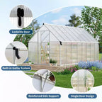 8'X16' Aluminum-Framed Polycarbonate Greenhouse, Heavy Duty Greenhouse with Quick Setup Structure and Roof Vent, Enhanced Aluminum Greenhouses Kit