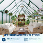 8'X16' Aluminum-Framed Polycarbonate Greenhouse, Heavy Duty Greenhouse with Quick Setup Structure and Roof Vent, Enhanced Aluminum Greenhouses Kit