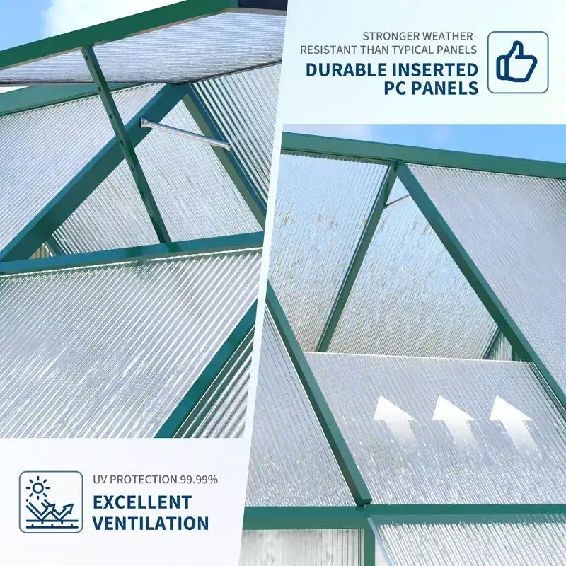 8'X16' Aluminum-Framed Polycarbonate Greenhouse, Heavy Duty Greenhouse with Quick Setup Structure and Roof Vent, Enhanced Aluminum Greenhouses Kit