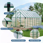 8'X16' Aluminum-Framed Polycarbonate Greenhouse, Heavy Duty Greenhouse with Quick Setup Structure and Roof Vent, Enhanced Aluminum Greenhouses Kit