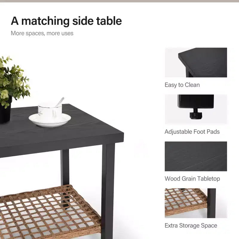 LAUSAINT HOME 3 Piece Rocking Patio Bistro Set, Grey