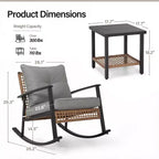 LAUSAINT HOME 3 Piece Rocking Patio Bistro Set, Grey