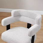 Art Leon Desk Chair No Wheels, Mid Century Modern Swivel Arm Chair, Fabric Upholstered Side Chair with Oak Wood Legs