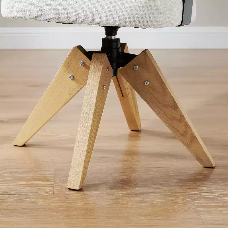 Art Leon Desk Chair No Wheels, Mid Century Modern Swivel Arm Chair, Fabric Upholstered Side Chair with Oak Wood Legs