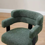 Art Leon Desk Chair No Wheels, Mid Century Modern Swivel Arm Chair, Fabric Upholstered Side Chair with Oak Wood Legs