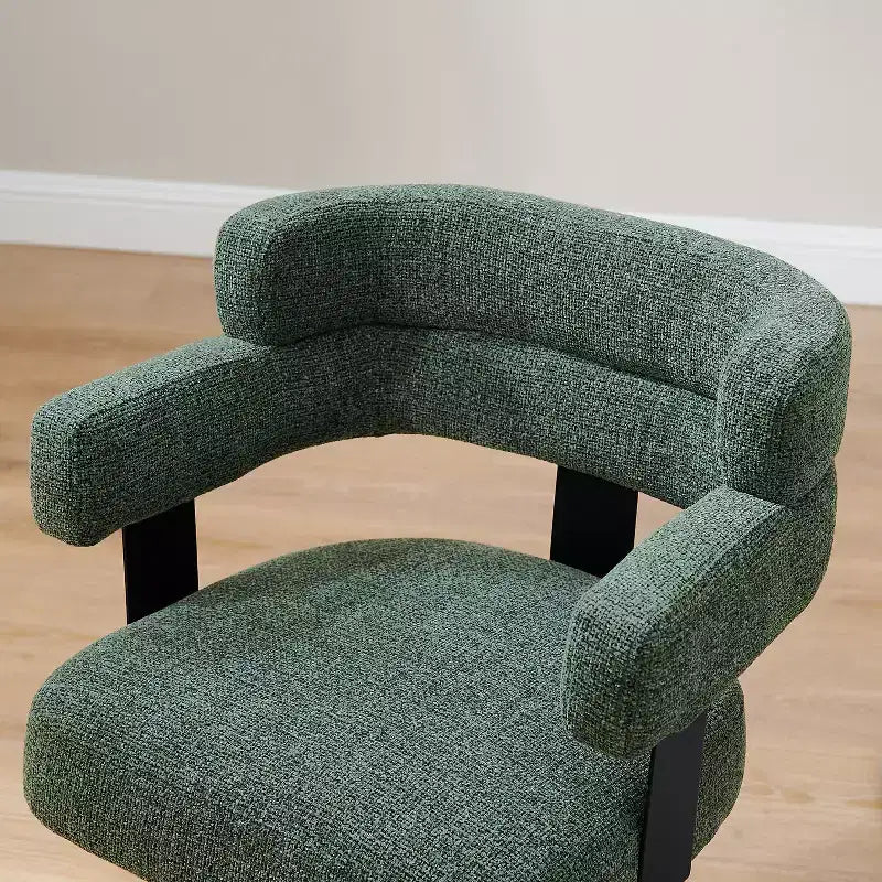 Art Leon Desk Chair No Wheels, Mid Century Modern Swivel Arm Chair, Fabric Upholstered Side Chair with Oak Wood Legs