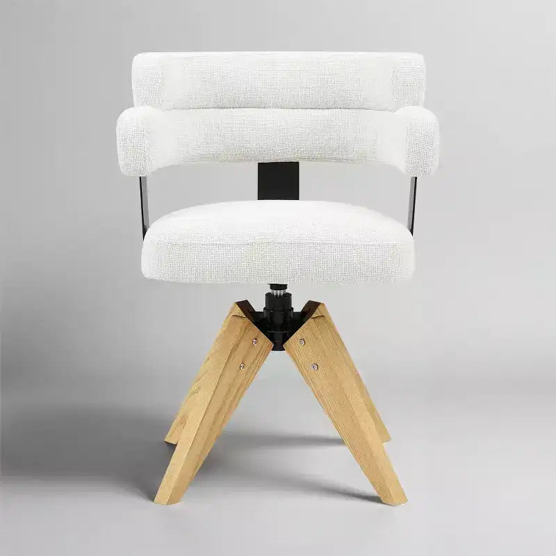 Art Leon Desk Chair No Wheels, Mid Century Modern Swivel Arm Chair, Fabric Upholstered Side Chair with Oak Wood Legs