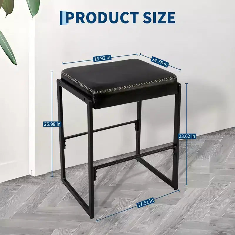 Counter Height Bar Stools, Metal Frame Makeup Stool, Thick Cushion, for Living Room, Dining