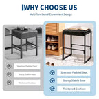 Counter Height Bar Stools, Metal Frame Makeup Stool, Thick Cushion, for Living Room, Dining