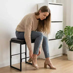 Counter Height Bar Stools, Metal Frame Makeup Stool, Thick Cushion, for Living Room, Dining