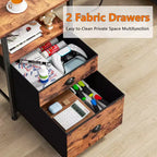 47 Inch Rustic Brown Computer Desk with Charging Station File Cabinet Home Office Gaming Desk 2 Monitor Stands Storage Drawer Shelf Writing Table