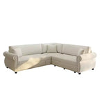 Homy Casa 88 L-Shaped Sleeper Sofa with Pull-Out Bed, Chenille Upholstery, 5-Seat, Beige
