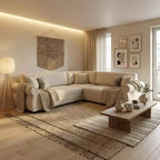 Homy Casa 88 L-Shaped Sleeper Sofa with Pull-Out Bed, Chenille Upholstery, 5-Seat, Beige