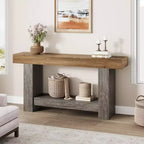 Farmhouse Console Table - 2-Tier Entryway Table with Storage for Living Room, Hallway & Entrance